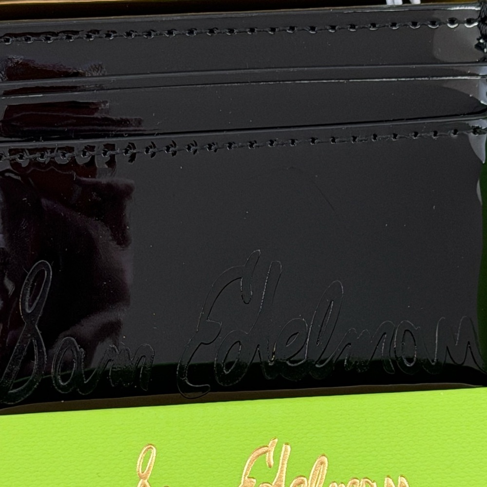 NWT Sam Edelman Noir Black patent leather card holder - Picture 3 of 4